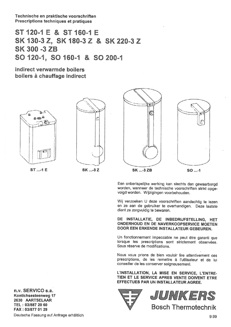 Page 1 of the manual User Manual Junkers SK 180-3 Z