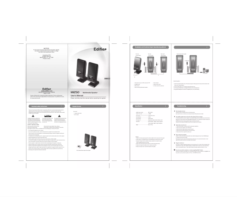 Page 1 of the manual User Manual Edifier M1250