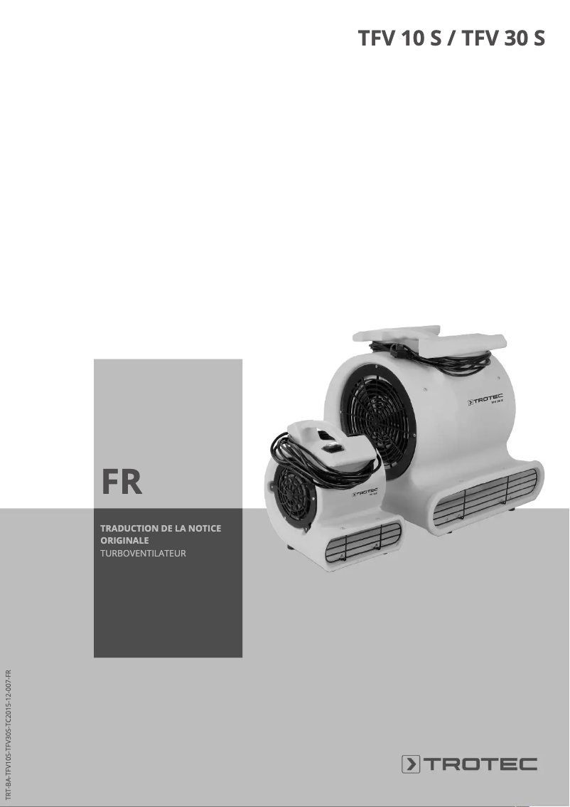 First page image of the manual for TFV 10 S