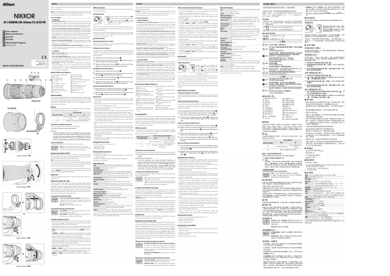 First page image of the manual for AF-S Nikkor 200-500mm f/5.6E ED VR