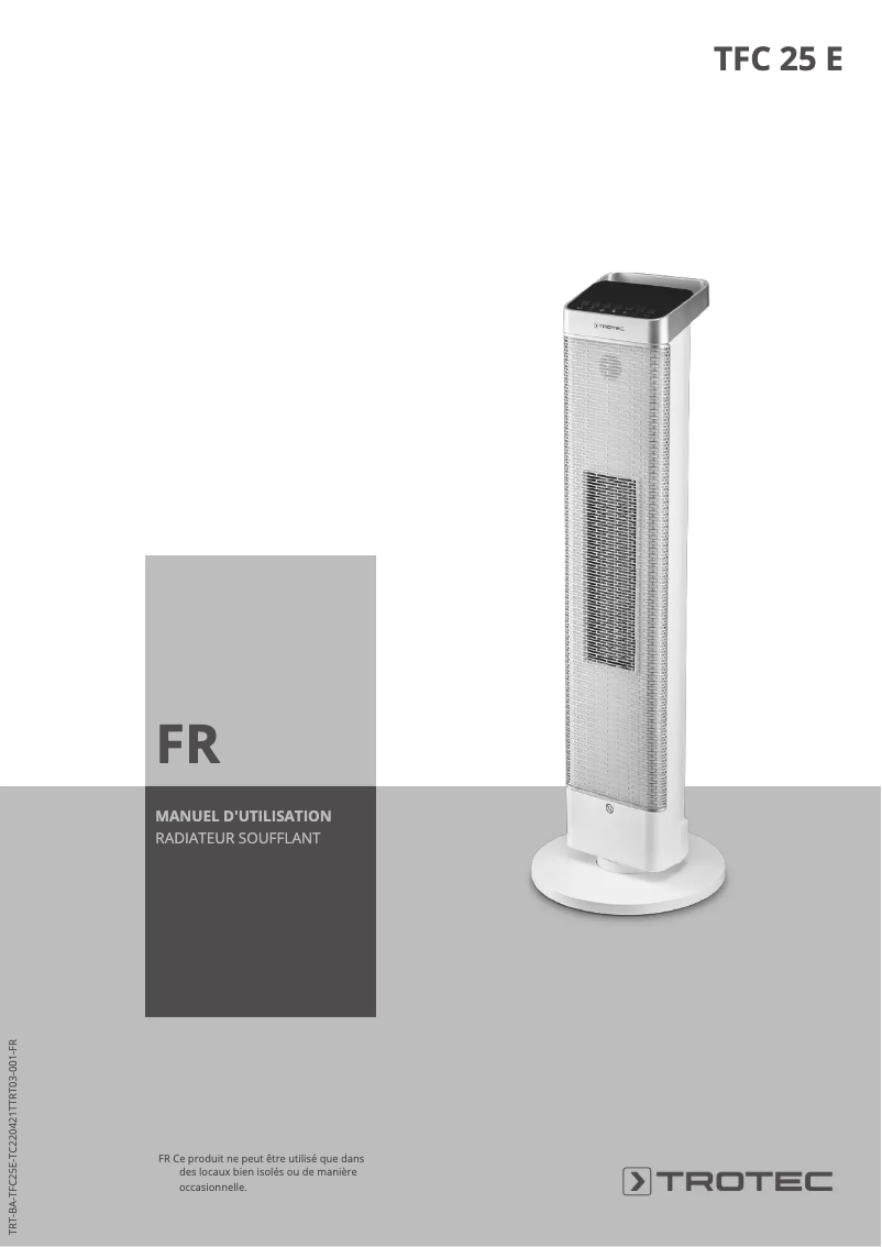 Page 1 of the manual User Manual Trotec TFC 25 E