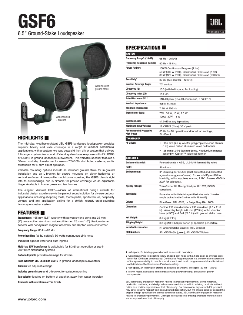 First page image of the manual for GSF6