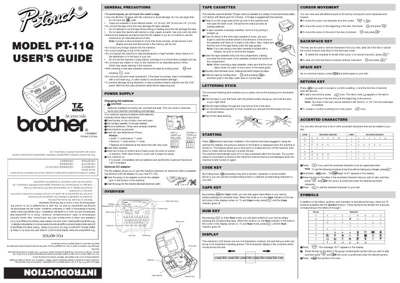 Page 1 of the manual User Manual Brother P-Touch 11Q
