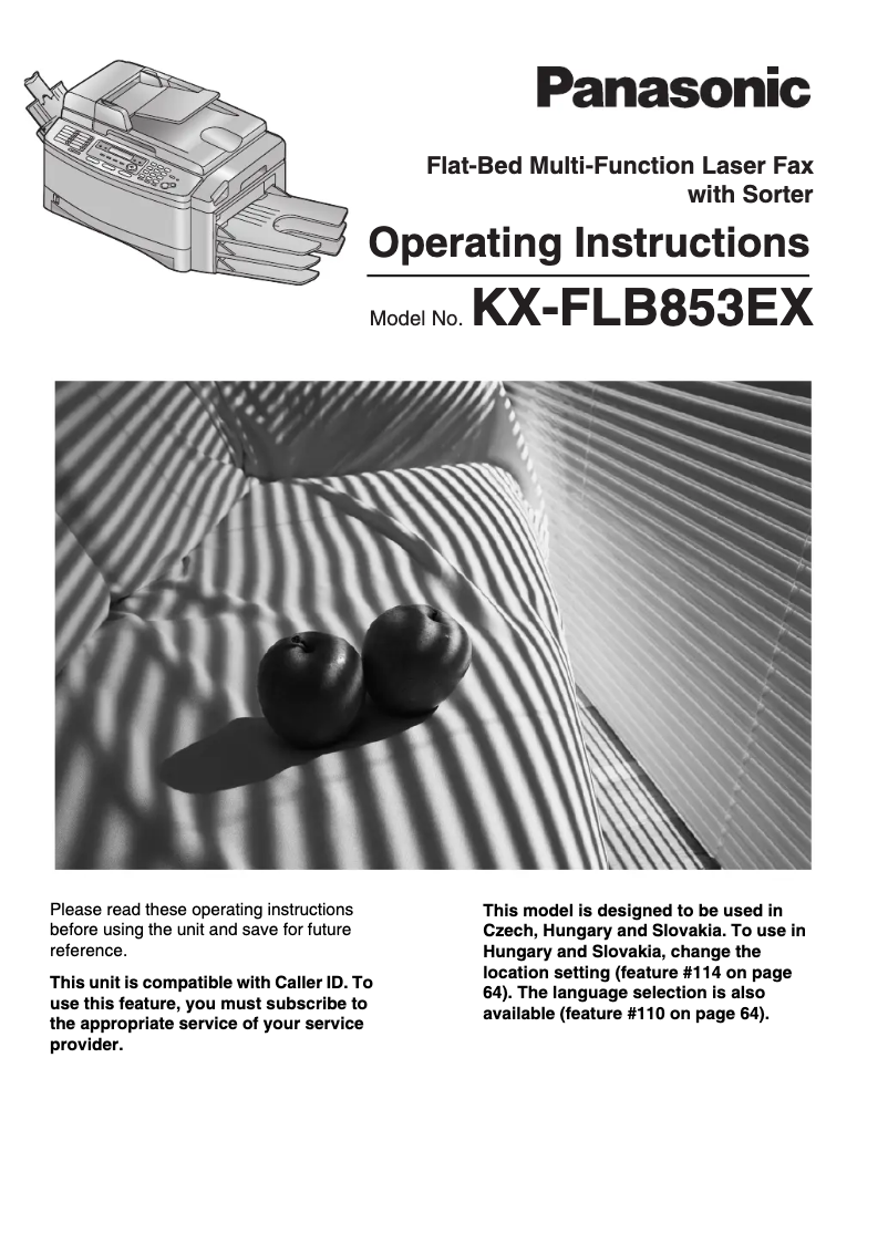 First page image of the manual for KX-FLB853EX