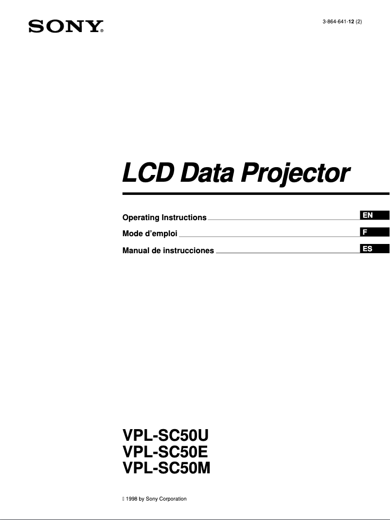 First page image of the manual for VPL-SC50M