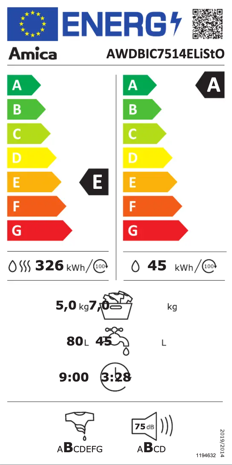 Page 1 of the manual User Manual Amica AWDBIC7514ELiStO