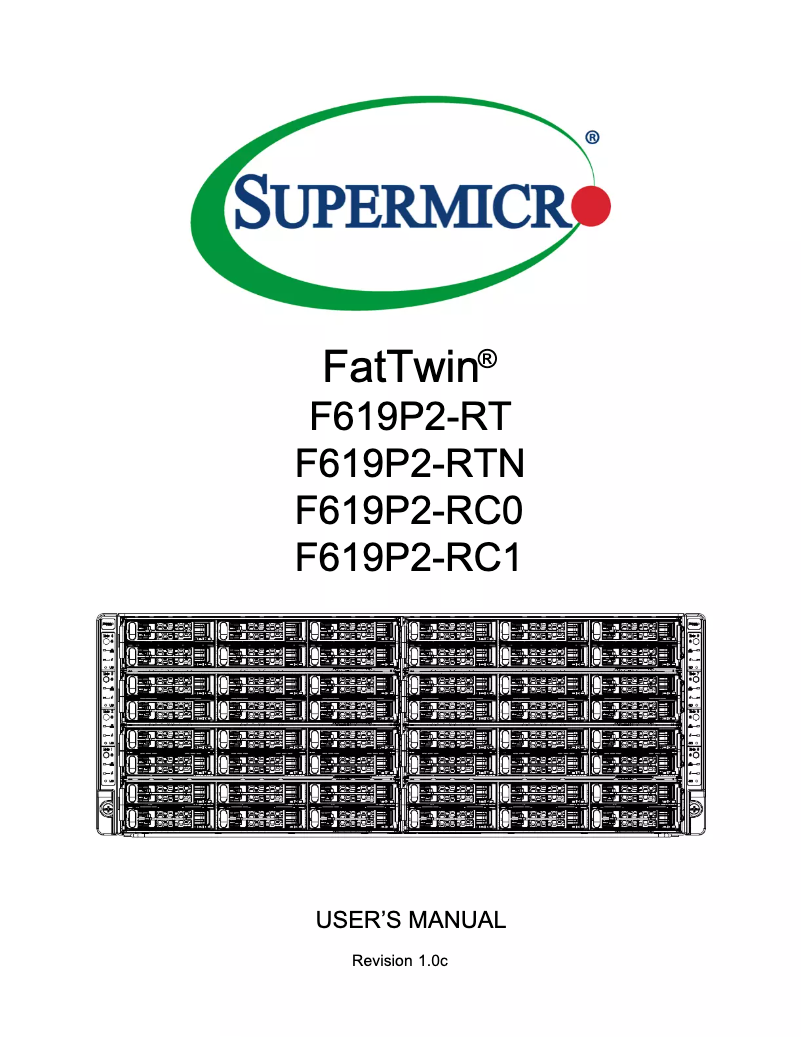 First page image of the manual for SuperServer F619P2-RC0