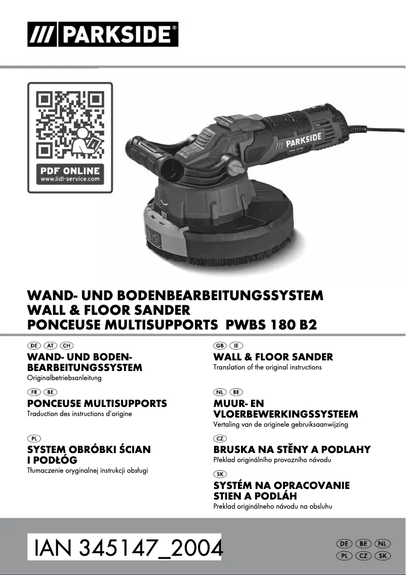 First page image of the manual for PWBS 180 B2