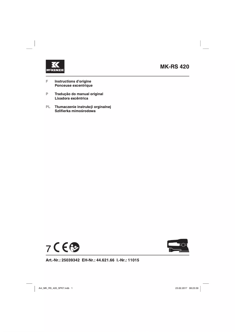 First page image of the manual for MK-RS 420