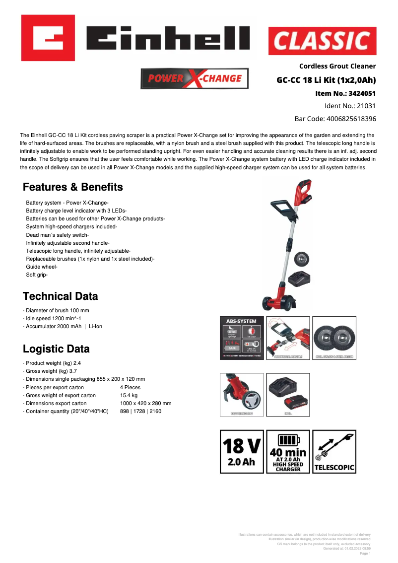 First page image of the manual for GC-CC 18 Li