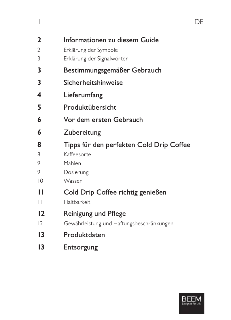 Image de la première page du manuel de l'appareil Cold Drip