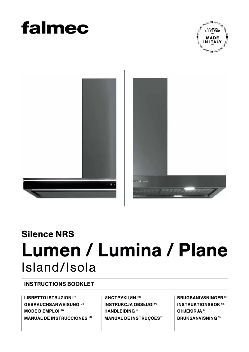 Page 1 of the manual User Manual Falmec Lumen NRS