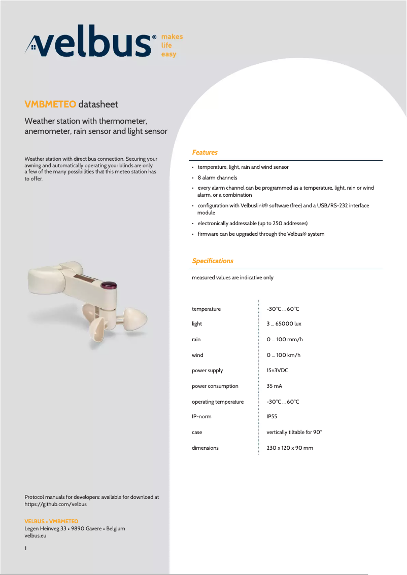 First page image of the manual for VMBMETEO