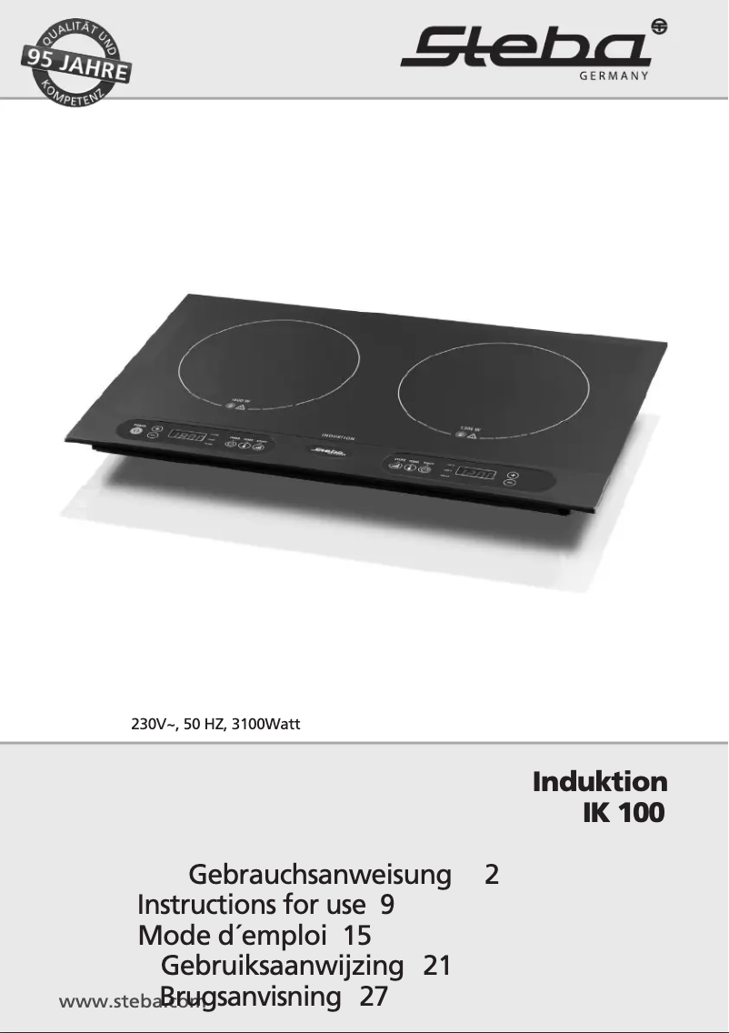 Page 1 of the manual User Manual Steba IK 100