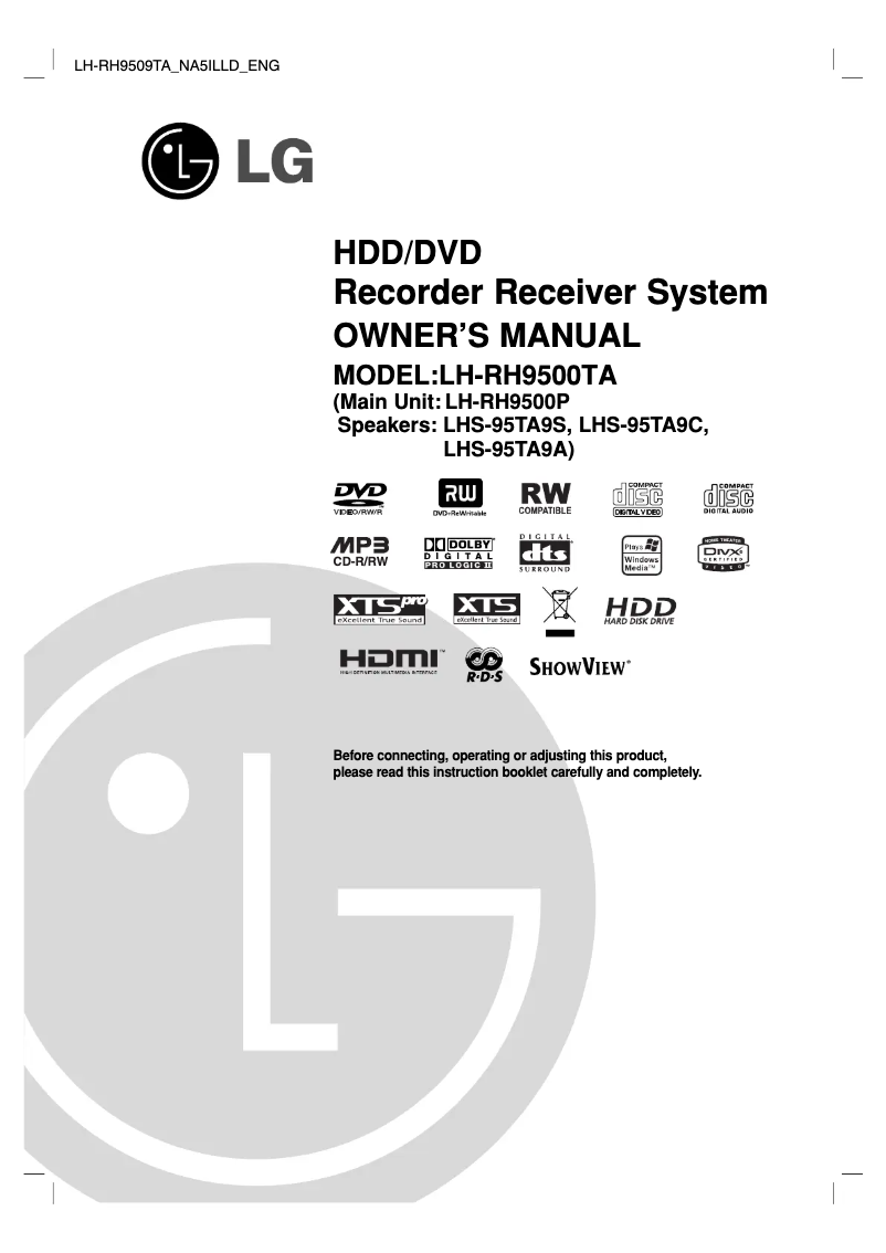 Page 1 of the manual User Manual LG LH-RH9500TA