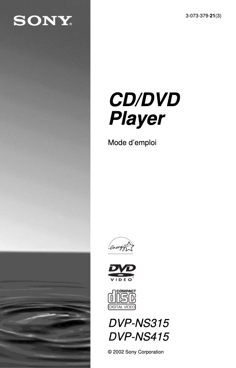 First page image of the manual for DVP-NS315