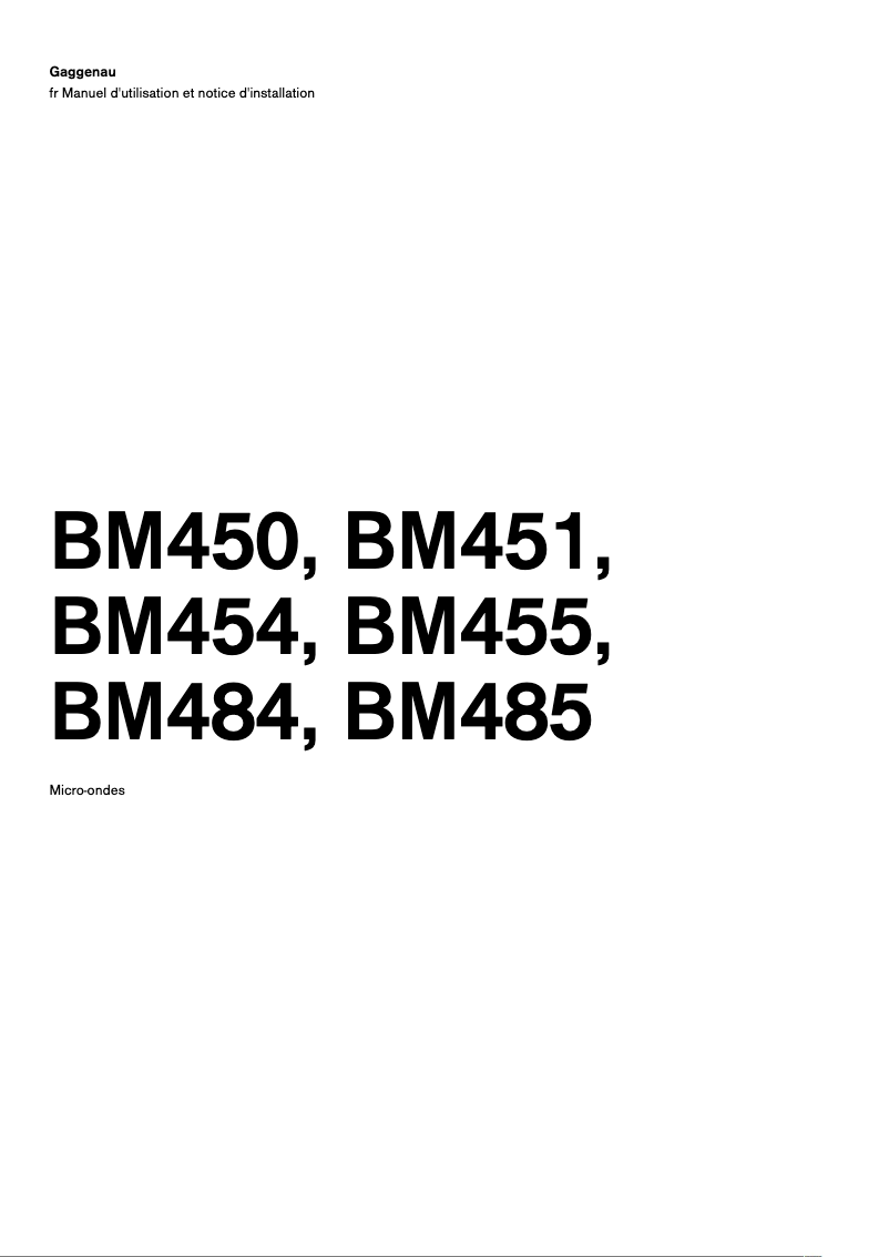 First page image of the manual for BM484110
