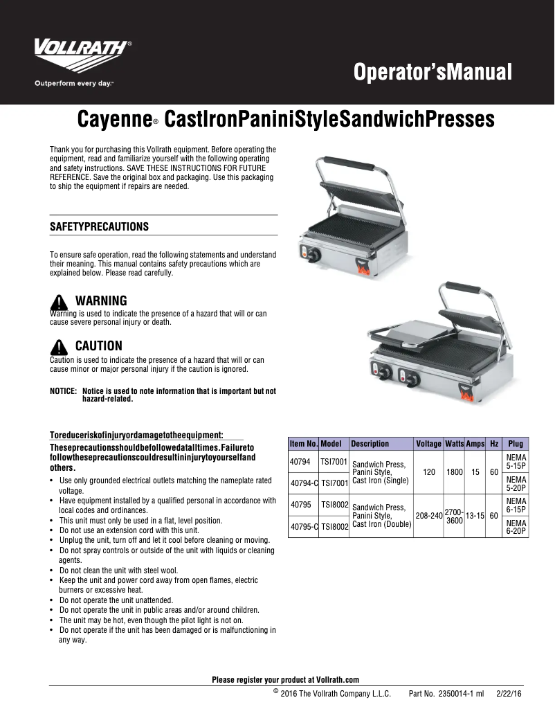 First page image of the manual for 40794-C