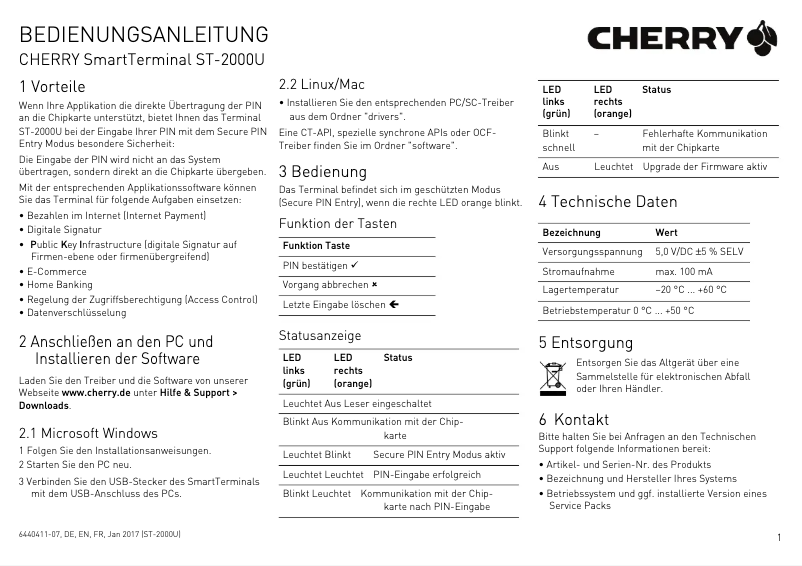 First page image of the manual for SmartTerminal ST-2000U