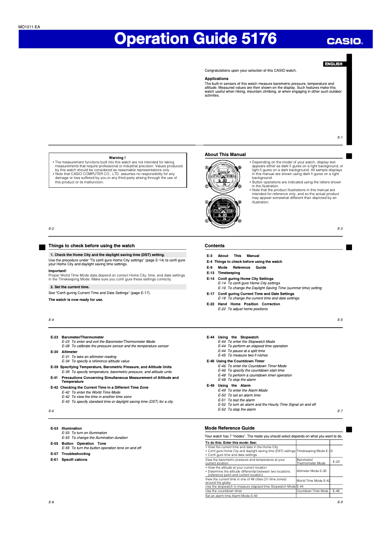 Page 1 of the manual User Manual Casio SGW400HD-1BV
