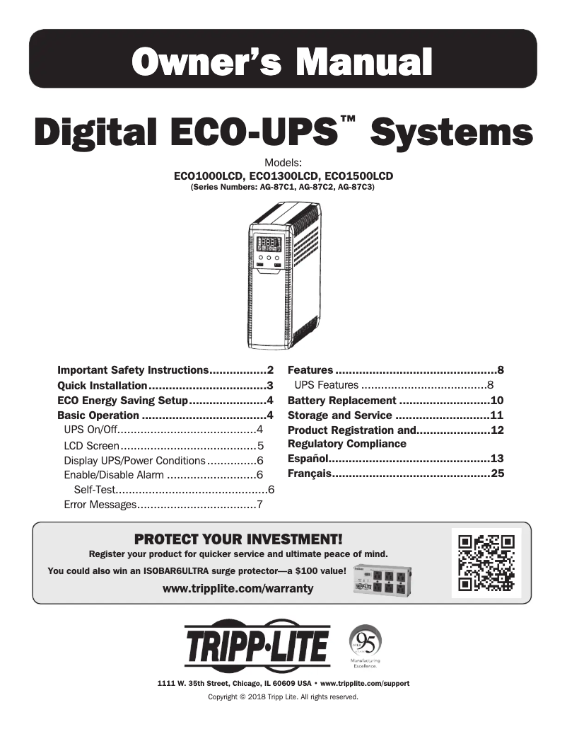 First page image of the manual for ECO1500LCD