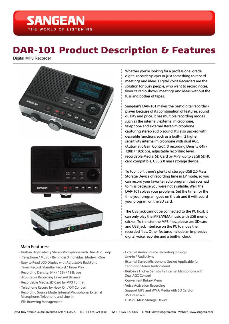 First page image of the manual for DAR-101