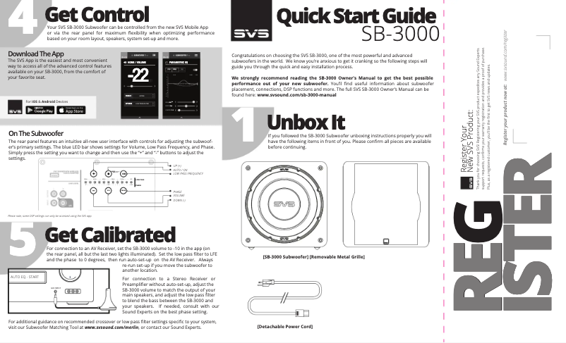 Page 1 of the manual Quick Start Guide SVS SB-3000