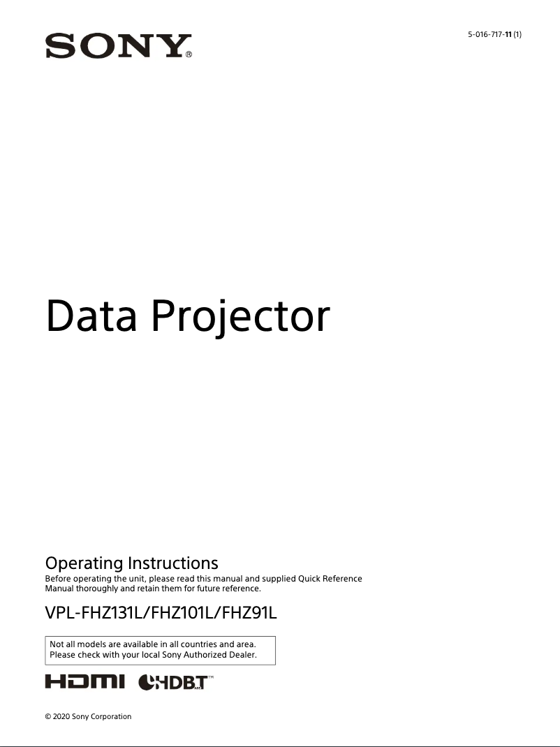 Page 1 of the manual User Manual Sony VPL-FHZ131L