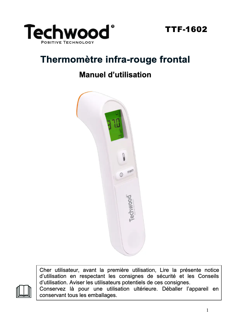 First page image of the manual for TTF-1602