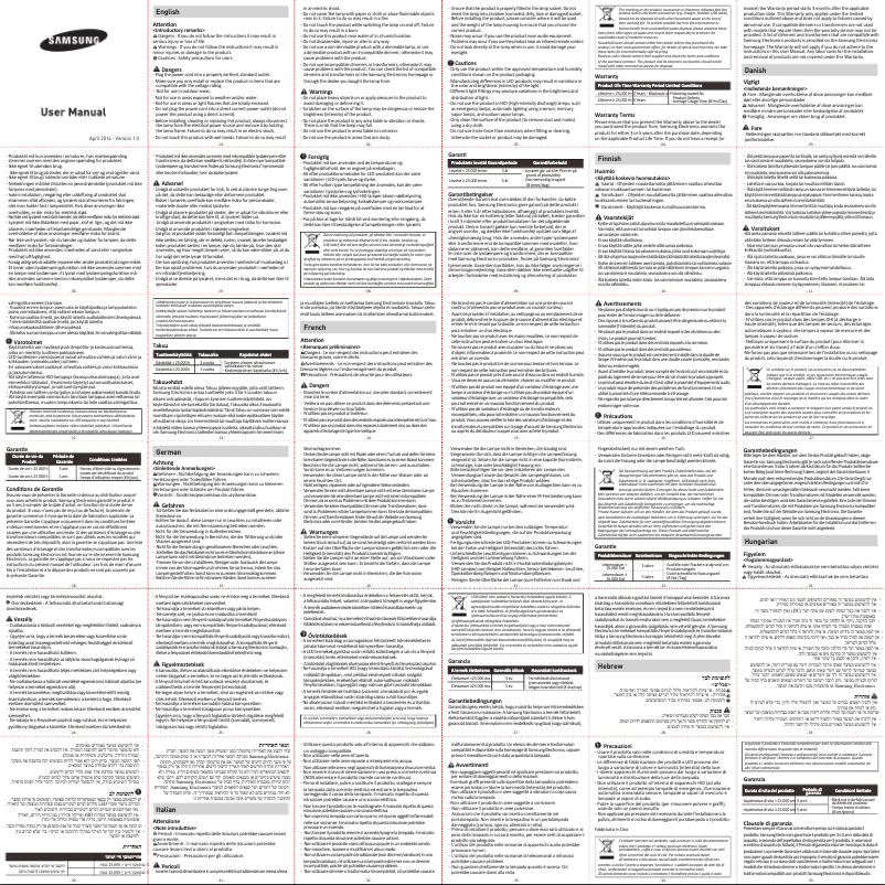 Page 1 of the manual User Manual Samsung SI-M8V063BB1EU