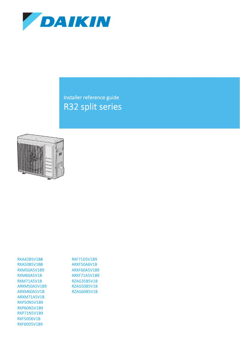 Page 1 of the manual User Manual Daikin ARXF60A2V1B