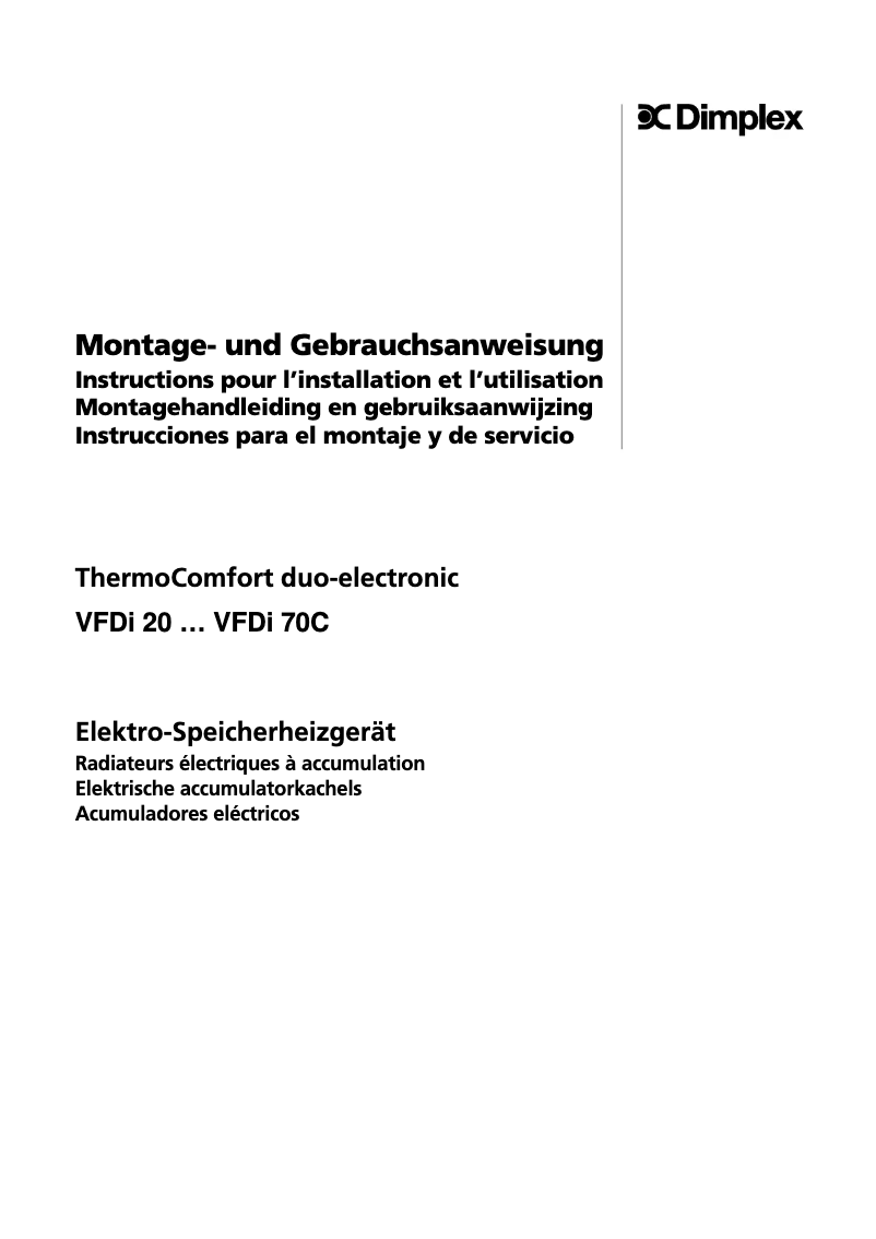 Page 1 of the manual User Manual Dimplex VFDi 40C