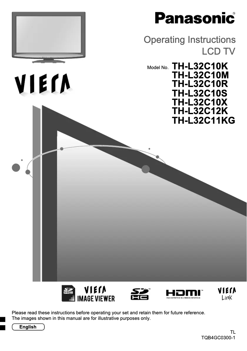 First page image of the manual for Viera TH-L32C10