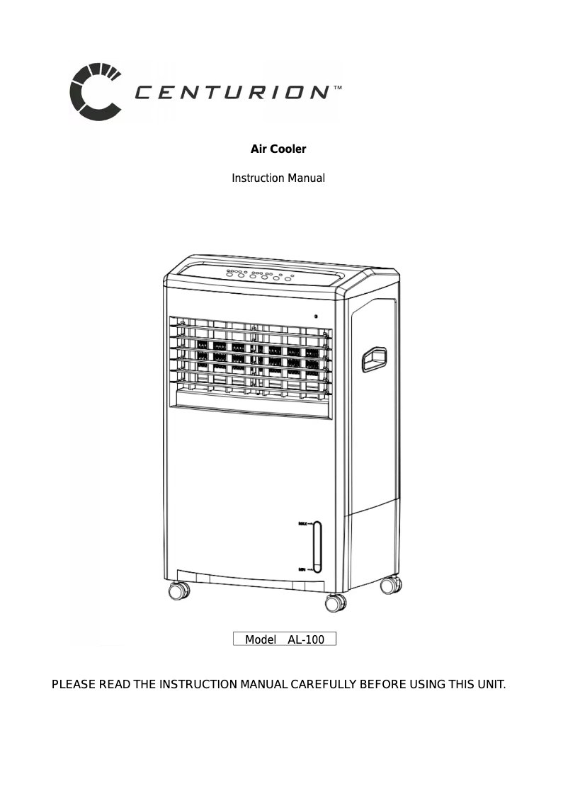 Page 1 of the manual User Manual Centurion AL-100