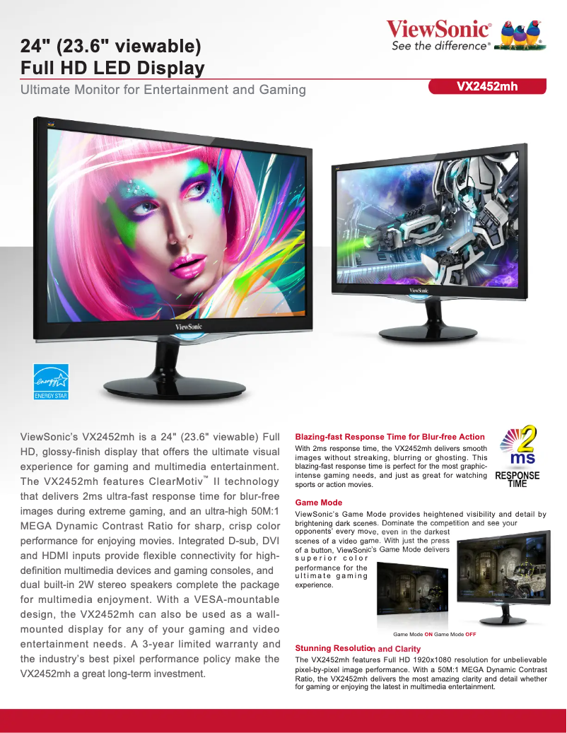 Image de la première page du manuel de l'appareil VX2452mh