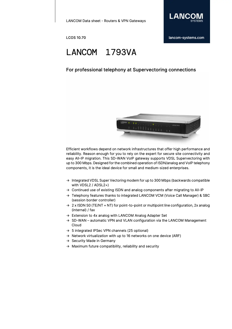 Image de la première page du manuel de l'appareil 1793VA