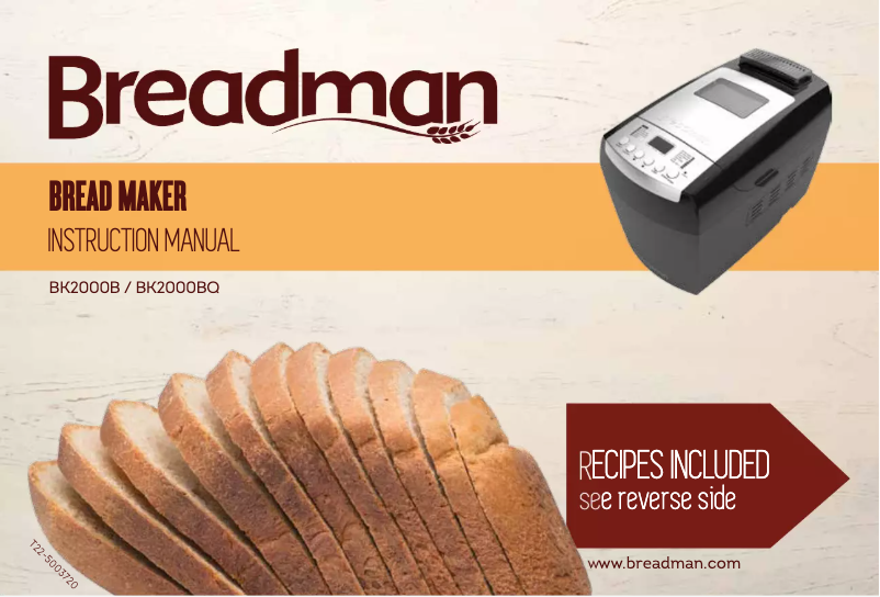 Page 1 of the manual Use and Maintenance Manual Breadman BK2000B