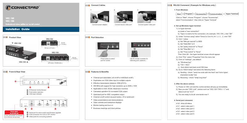 Page 1 of the manual User Manual ConnectPro VSC-102