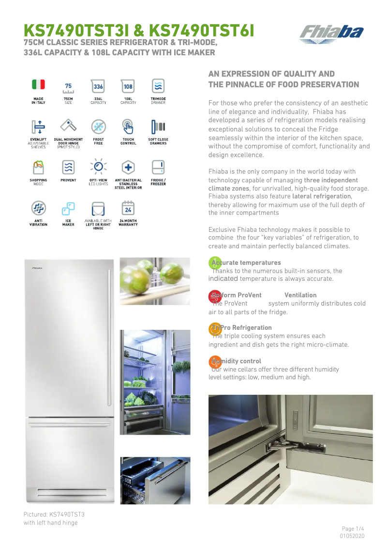 Page 1 of the manual Technical Sheet Fhiaba KS7490TST6I