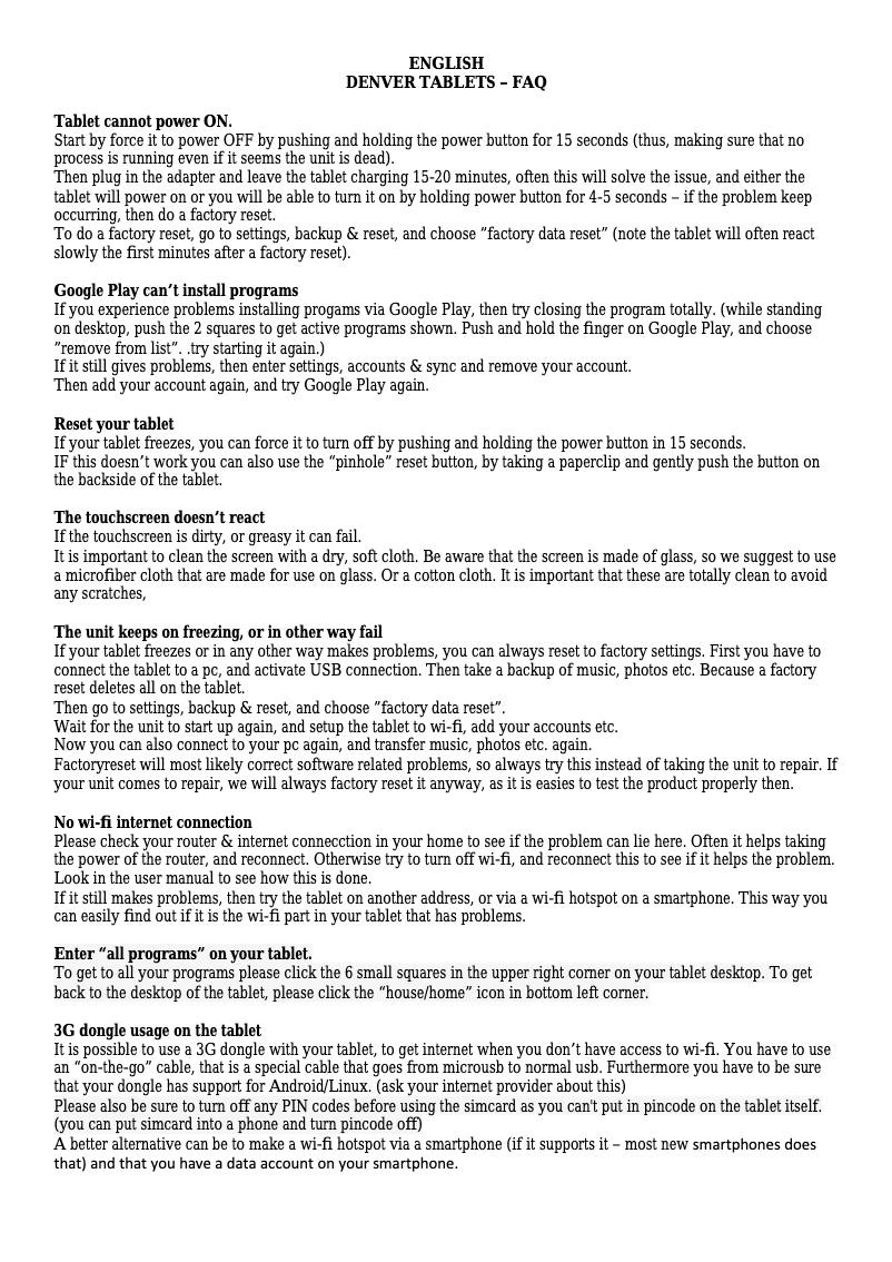 Page 1 of the manual User Manual Denver TAC-7028