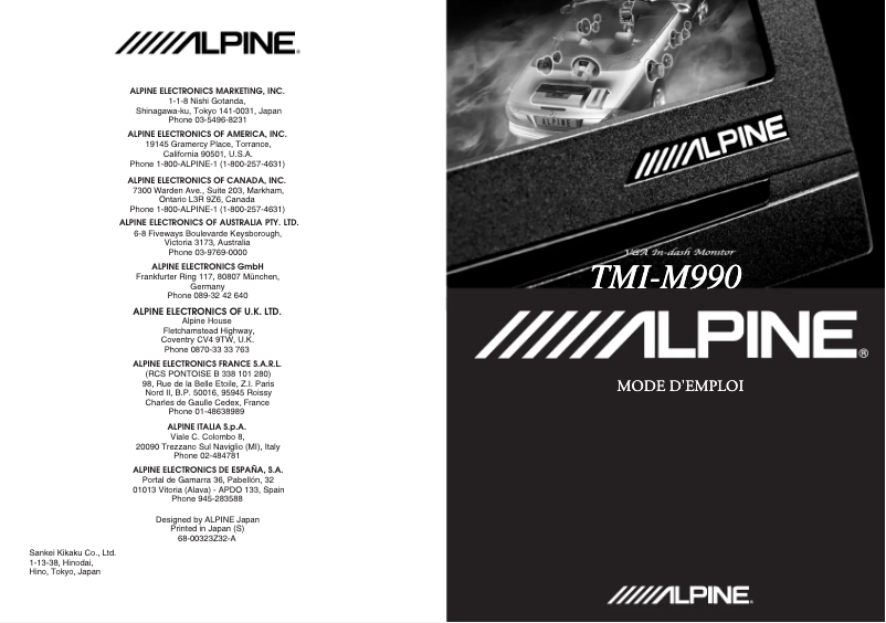 Page 1 of the manual User Manual Alpine TMI-M990