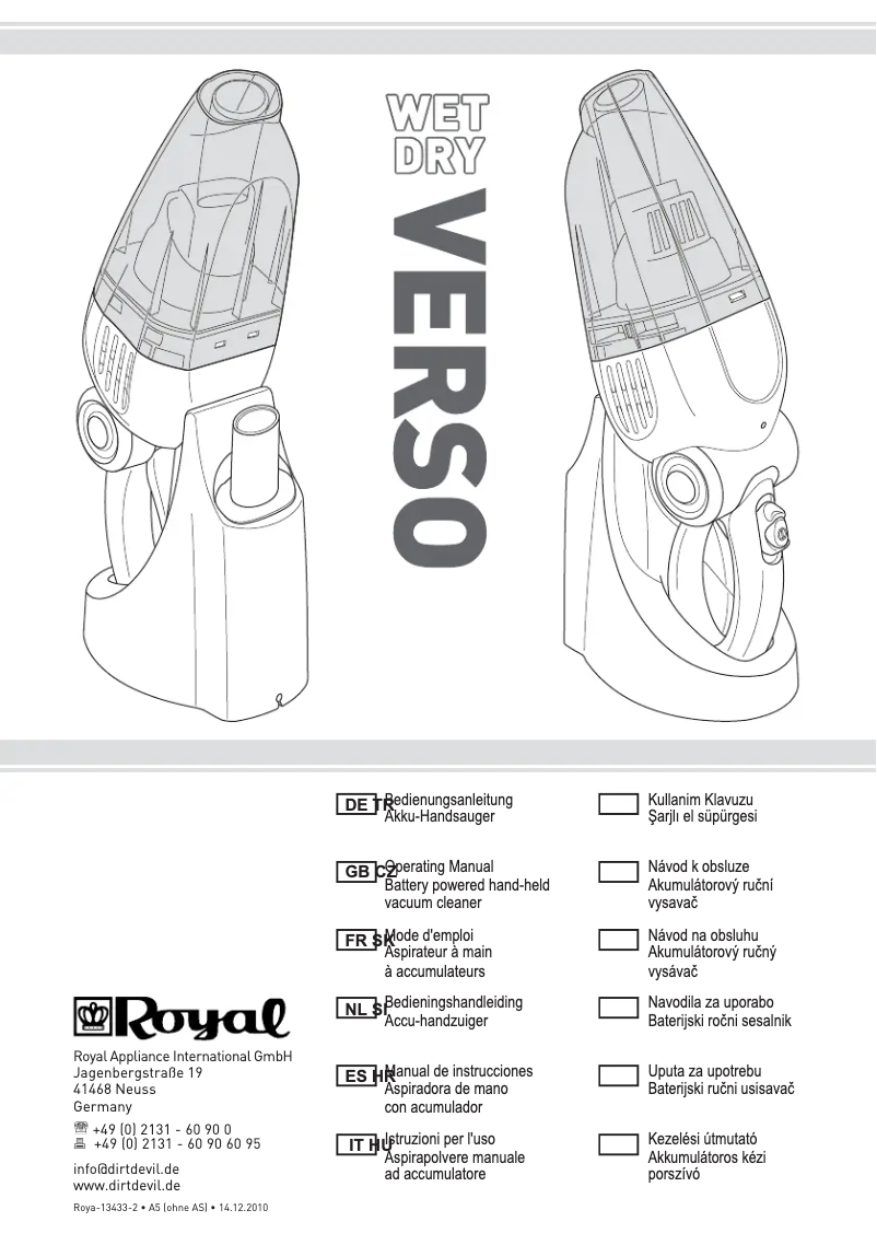 Page 1 of the manual User Manual Dirt Devil M 410 Verso Wet & Dry