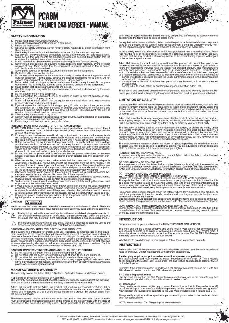 Image de la première page du manuel de l'appareil CAB M