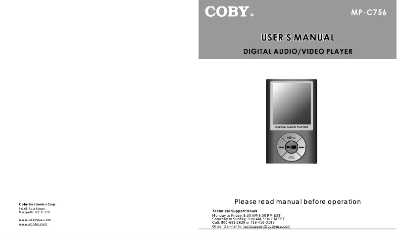 Page 1 of the manual User Manual Coby MP-C756