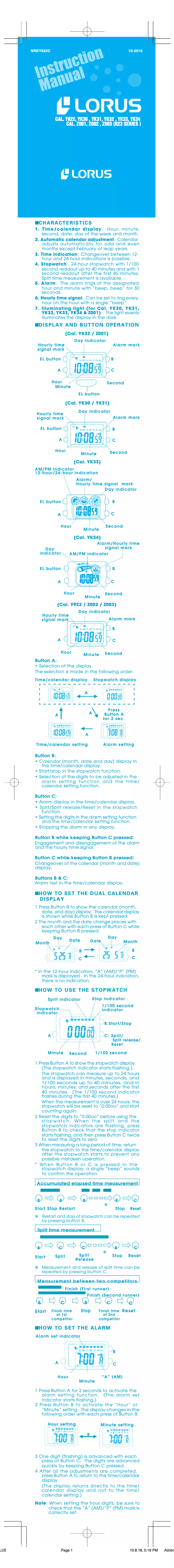 First page image of the manual for YK31