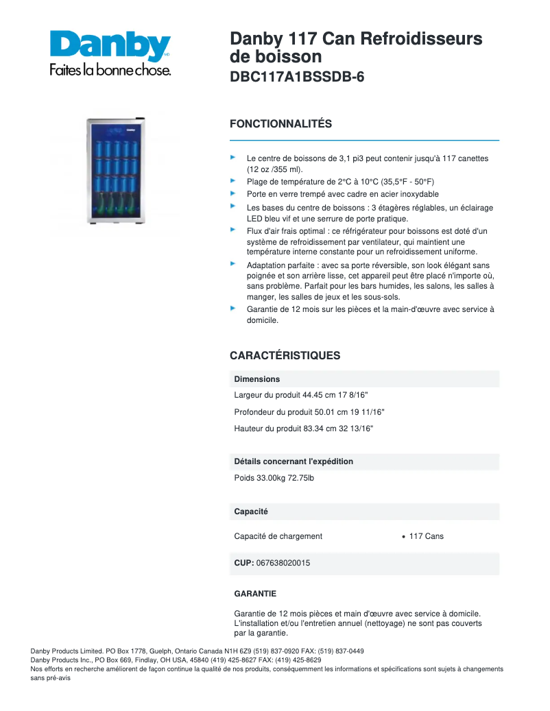 First page image of the manual for DBC117A1BSSDB-6