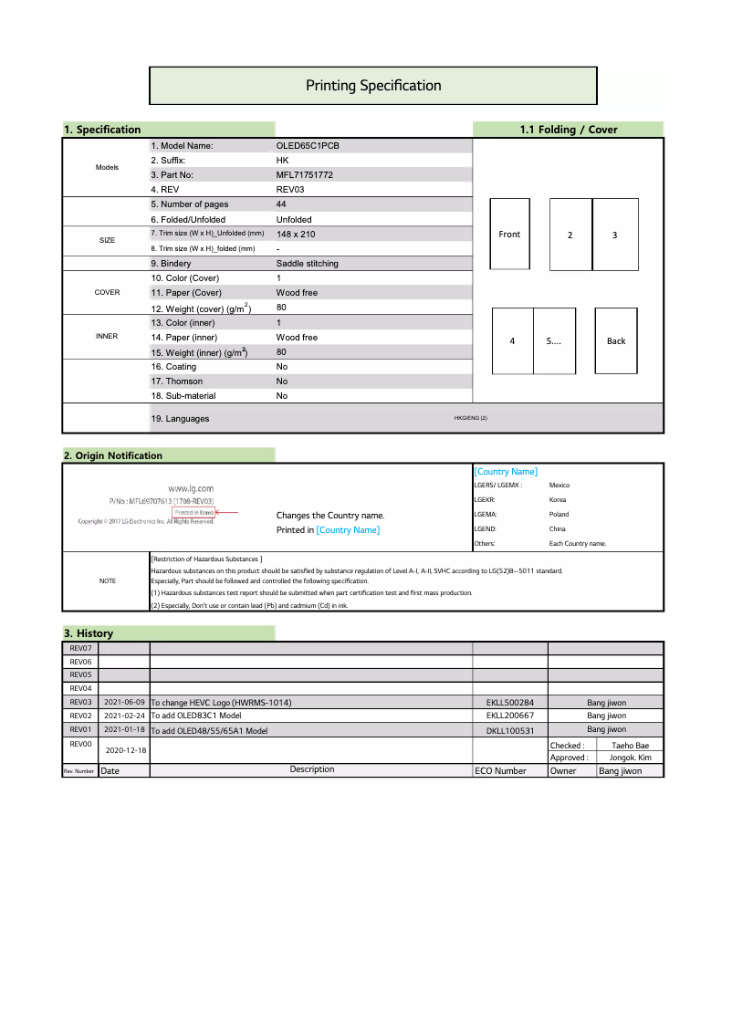 Page 1 of the manual User Manual LG OLED48C1PCB