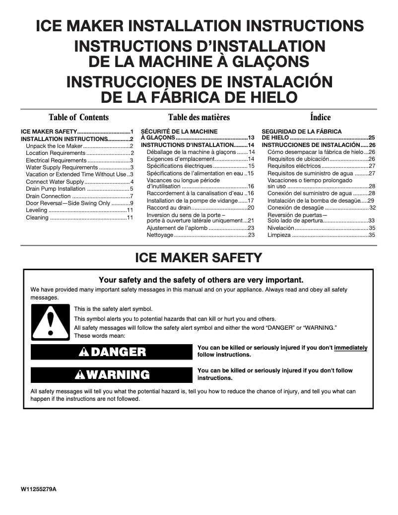 Page 1 de la notice Guide d'installation KitchenAid KUIO338HSS