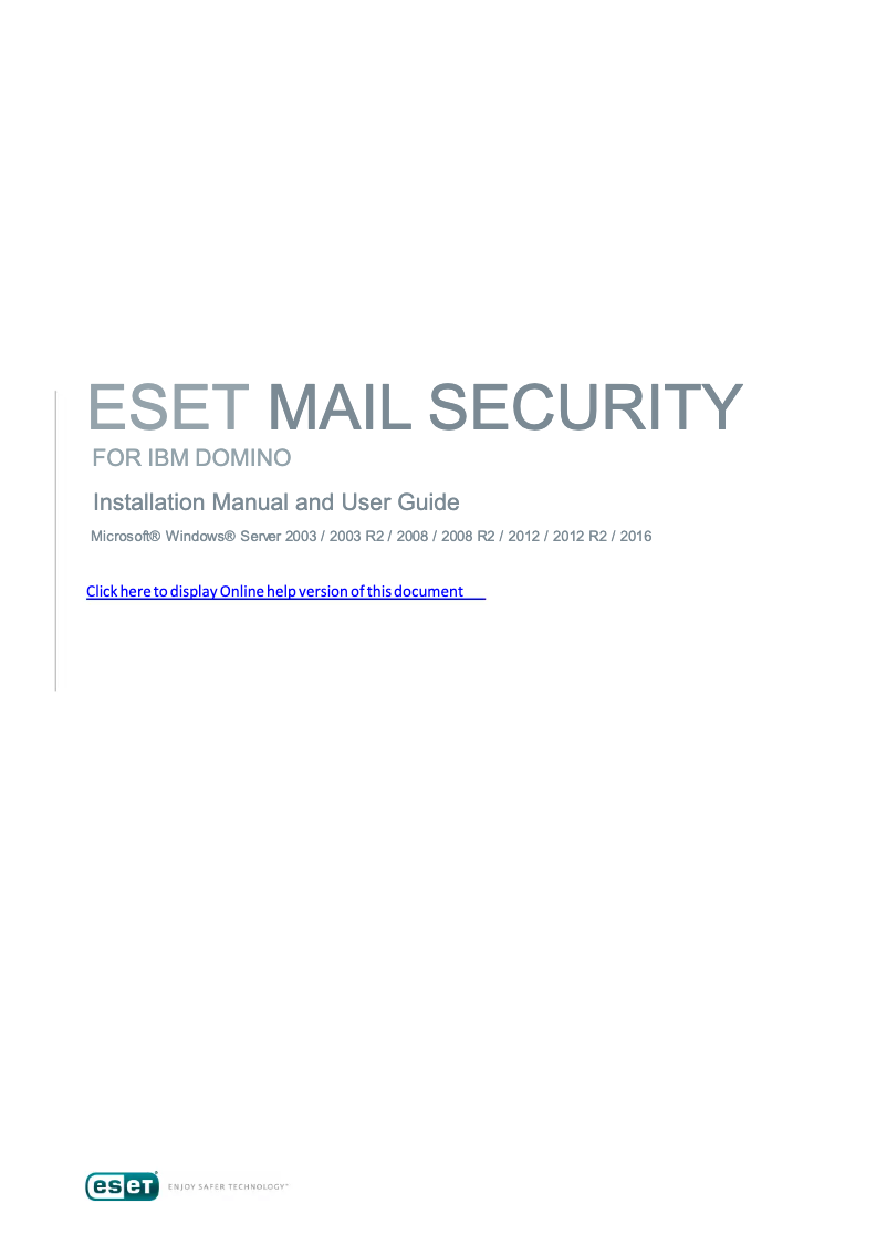 Page 1 de la notice Manuel utilisateur ESET Mail Security for IBM Lotus Domino