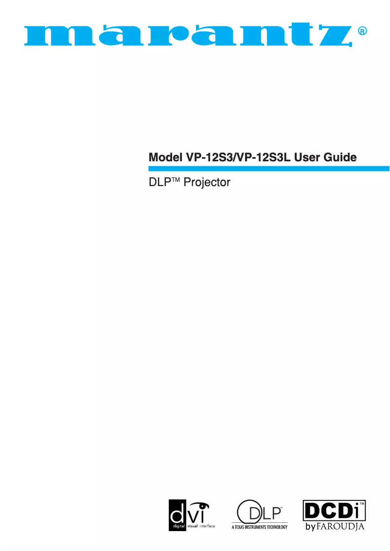 Page 1 of the manual User Manual Marantz VP-12S4